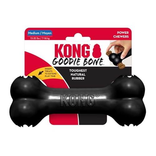 KONG Extreme Goodie Bone, Durable Natural Rubber, Black, for Medium Dogs - size: Medium (Pack of 1)