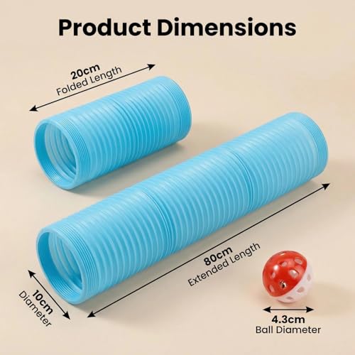 1 Pack Ferret Tubes & Tunnels with 4 Bell Balls, 3.9 in Wide, Blue - color: Blue, size: 1PCS