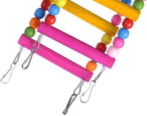 Litewoo Wood Bird Ladder Bridge, Climbing Parrot Swing for Cage
