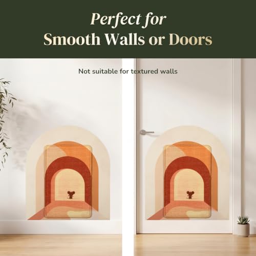 Wall Art Cat Scratcher - Boho Vertical Sisal Pad, Drill-Free Mount - color: Terracotta Boho Mouse