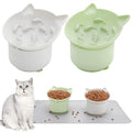 2Pack Slow Feeder Cat Bowls Silicone Tilted Raised Pet Bowl - color: Gray, Green