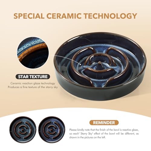 Havniva Raised Slow Feeder Dog Bowls, Elevated Dog Bowls Slow Feeder Set - color: 2 x Starry Sky + Stand - A, size: L- 8.2inch / 1.6 Cups