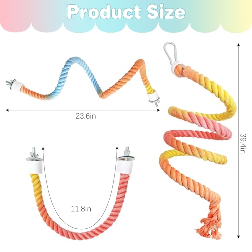 BNOSDM Bird Rope Perch 3 PCS Parakeet Climbing Toys Bendable Swing