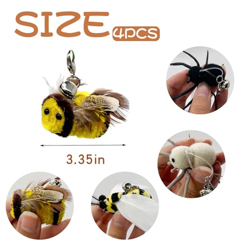 Cat Toy Insects Refills, Feather Wand Replacement Insects, Kitten Interactive Toys (4PCS) - color: 4PCS