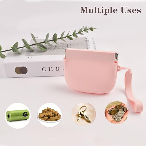Silicone Dog Treat Pouch Portable Snack Pouch (Pink & Purple) - color: Pink & Purple