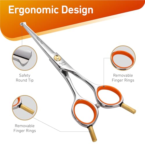 6'' Small Straight Scissors Lightweight Dog and Cat Grooming Scissors with Safety Round Tip JP440C Stainless Steel Sharp Blades for Body Facial Nose Ear and Paw Hair Easy Use - color: Straight, size: 6"