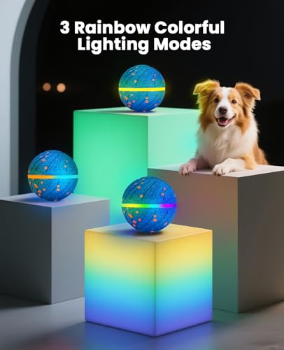 Xeuch Smart Interactive Dog Toy Balls, Automatic Moving Ball for Medium and Large Dogs, ETPU New Material, Motion Activated Rolling & Rotating Bouncy Toys for Dog Enrichment & Stimulation - color: Deep Blue