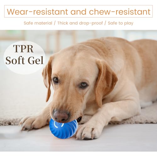 Interactive Dog Toys,Durable Active Wicked Ball,Automatic Moving Bouncing Rotating Ball for Puppy/Small/Medium Dogs,USB Rechargeable,Fun and Engaging Gift,Blue