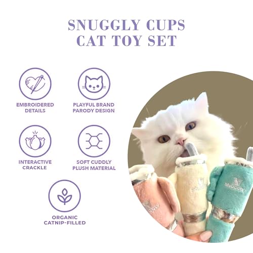 Haute Diggity Kitty Snuggly Cups Set, Soft Plush Cat Toys - color: Multi - Snuggly Cup Trio