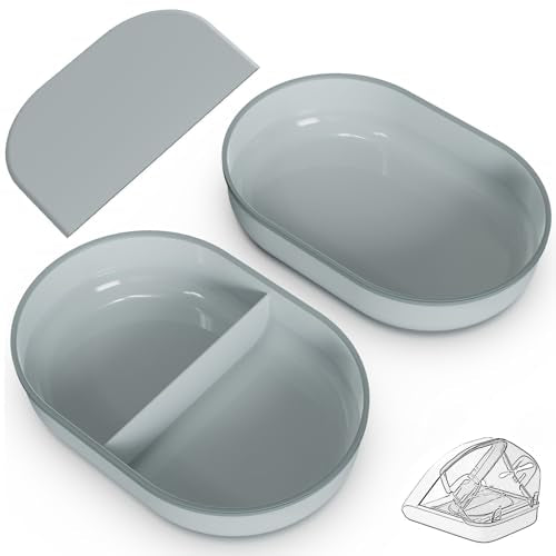 Bowl & Mat Set for Automatic Microchip Cat Pet Feeder, Sealing Ring Design for Keeping Food Fresh and Reducing Odor, Easy to Clean(Grey) - color: Grey Bowls