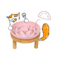 Slow Feeder Bowl, 6.3″ Elevated Cat Bowl with Stand, Melamine Wide Shallow Food Bowl, Whisker-Friendly Raised Plate, Wet Food Feeder for Slow Eating (Pink) - color: Pink, size: 6.3''W x 5''H