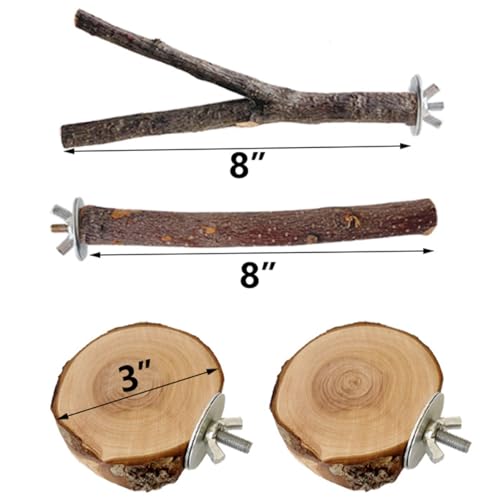 4PCS Natural Wood Bird Perches for Cage, Parrot Cage Perch Stand, Cage Accessories, Wooden Platform for Birds, Toys for Parakeets, Cockatiel, Budgie, Conure - color: 4perches