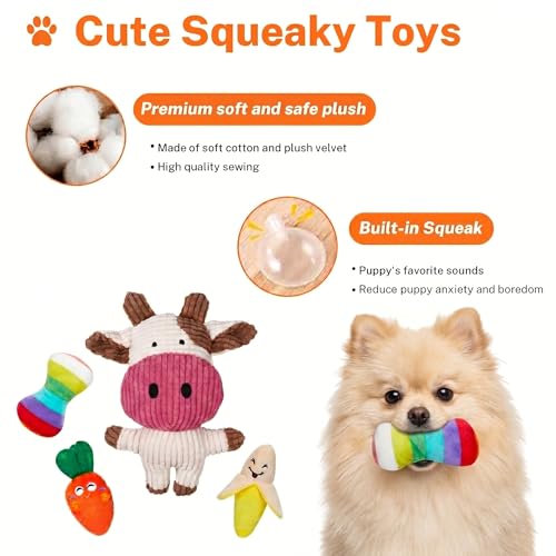 Toozey 8 Pack Small Dog Toys, Squeaky Plush Puppy Toys & Durable Rope Toys