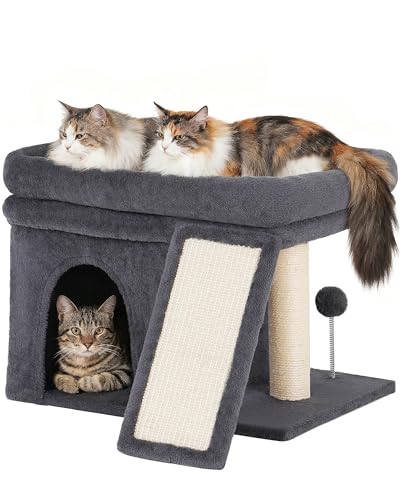 Aechonow Cat Tree for Large Cats, 20x16.5 Perch Bed for Adult Senior Cats - color: L—14''Dark Grey