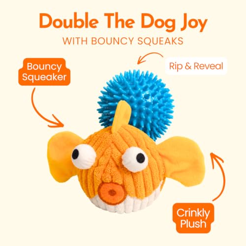 Dog Toys for Small Dogs, Squeak Plush Dog Toy with Crinkle Fins for Medium Breeds, Tough Stuffed Animal Puppy Chew Toys for Teething, Interactive Pet Supplies to Keep Them Busy - color: Fish