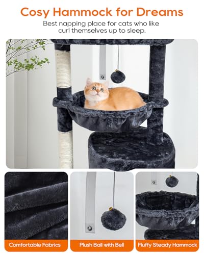 SYANDLVY Small Cat Tree for Indoor Cats, Cat Tower with Scratching Post - color: Smoky Grey