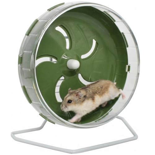 Hamster Wheel, 8.5 inch Silent Hamster Exercise Running Wheel with Stand,Pet Small Animals Exercise Running Toys,Adjustable Quiet Spinner for Guinea Pigs, Sugar Gliders, Gerbils (Green, 8.5in) - color: green