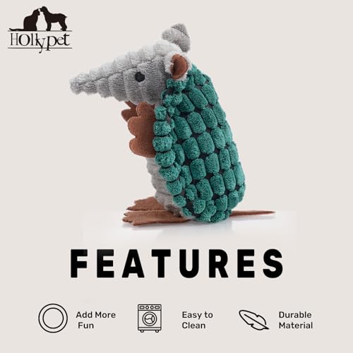 Hollypet Armadillo Squeaky Puppy Dog Toys for Small Medium Dogs, 6" - color: Deep Green, size: 6 IN