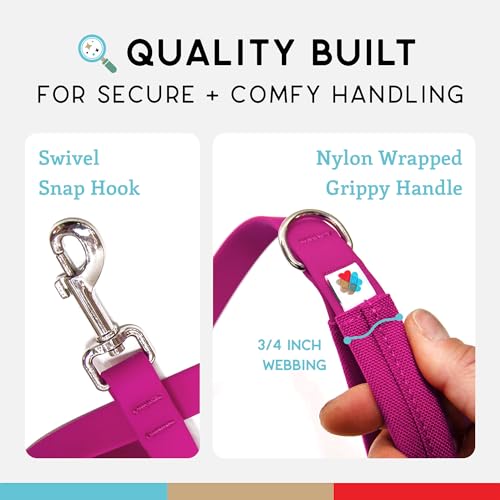 Wildebeest Funston Waterproof Dog Leash - Heavy Duty 4ft Long Leash for Small, Medium and Large Dogs - 1000D Nylon, Scratch & Stink-Resistant & Pill-Free - Nylon Wrap Handle (3/4" Wide, 4 ft Length) - color: Fuchsia(Pink), size: 4 ft