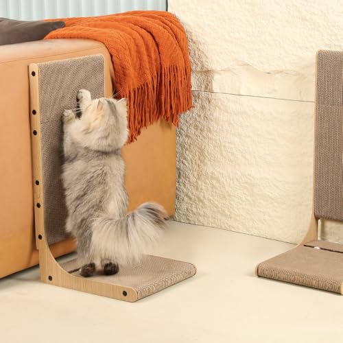 Zakkart 4-Pack Cat Scratching Board, 25.6'' Tall Cardboard L Shape Vertical Cat Scratchers for Indoor Cats, Cat Scratching Post for Wall and Couch, Large - size: Large 2PC (25.6'' tall) (Pack of 2)