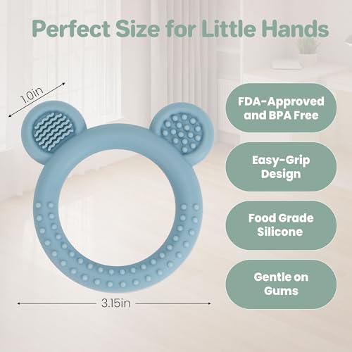 Eascrozn 3 Pack Silicone Teethers for Babies 3M+ BPA Free - color: Brown