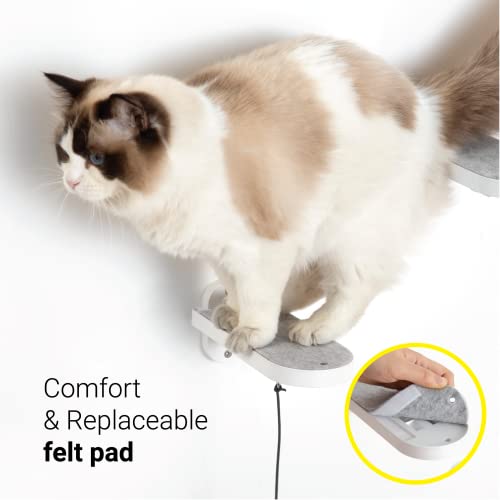 SVD.PET (2-PACK Cat Wall Steps, Cat Climbing Stairs with Replaceable Felt Pad, Cat Climbing Shelves for Wall Mounted with Cat Toy, Cat wall furniture for Kitten, Medium and Large Cats (White) - color: White, size: Climbing Step x 2
