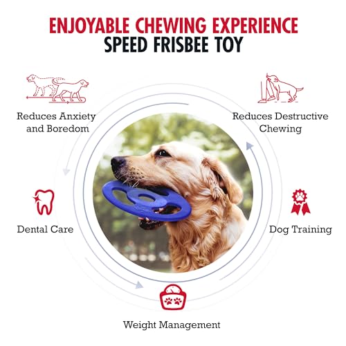 SuperChewer Tough Tug-of-War Flying Disc Toy | Lifetime Replacement | Strong Natural Rubber | Great Tug Disc Fetch Toy for Dogs | Ultra Durable Chew Toys for Aggressive Chewers | For All Breeds - size: Large
