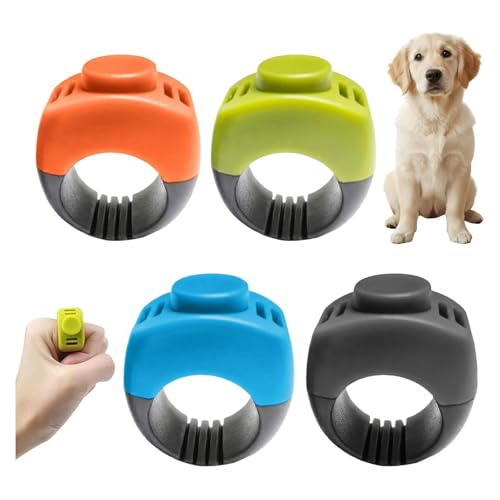 The Set of Easy Clicking Finger Ring Clicker Included Large and Small 2 Sizes,Suitable for Dogs Cats Horses traing Allowing Effective Versatile Training (4pcs Grey+Green+Orange+Blue) - color: 4pcs Grey+Green+Orange+Blue