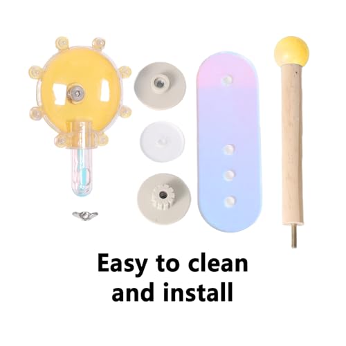 Rotating Foraging Puzzle Toy for Parrots with Colorful Acrylic Perch - Interactive Mental Enrichment Feeder Game for Cockatiels, Conures, Budgies, Lovebirds (Yellow, M) - color: yellow