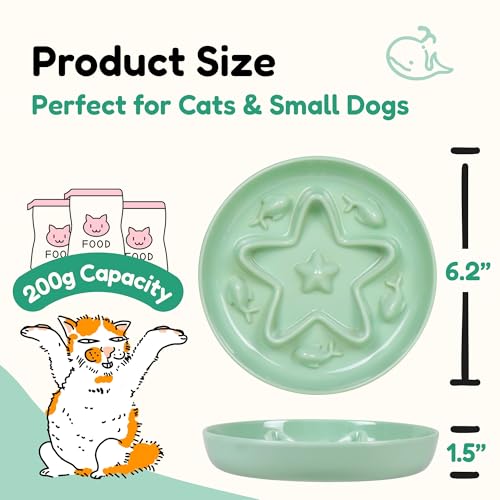 3 Pcs Cat Slow Feeder Bowl – Whisker Friendly Melamine Puzzle Feeding Cat Bowl for Slow Eating – Wet & Dry Food – Dishwasher Safe, Lightweight, Non-Slip (Shell White + Seafoam Green + Buttercream - color: Shell White + Seafoam Green + Buttercream