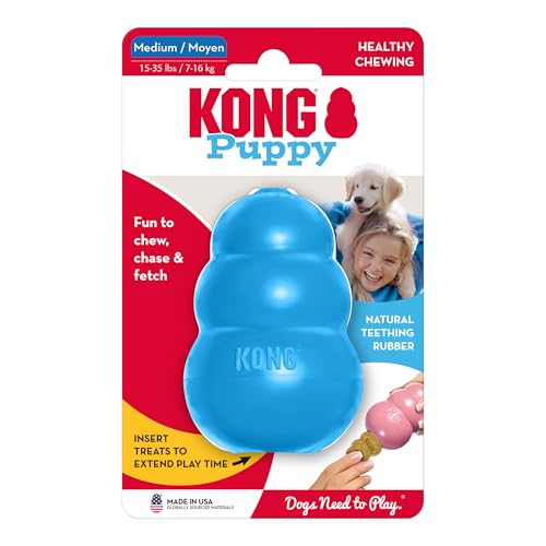 KONG Puppy Classic Toy – 2 Pack – Soft Natural Rubber for Teething, Enrichment, Crate Training & Chew Behavior Training (Medium) - size: Medium