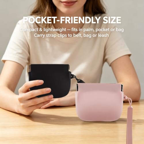 Silicone Dog Treat Pouch Portable Snack Pouch (Pink & Black) - color: Pink & Black