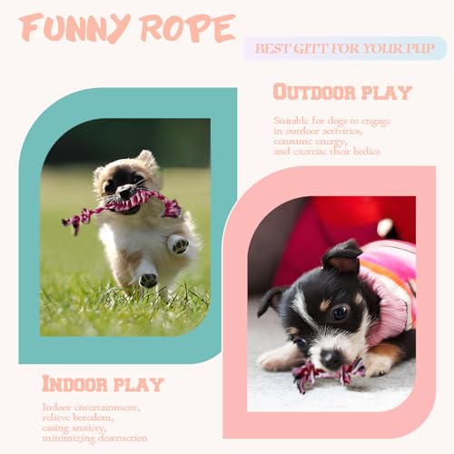 3 Pack Dog Rope Toys Puppy Teething Sturdy Cotton Chew Toy for Small Breed - color: 3 pink, size: Small