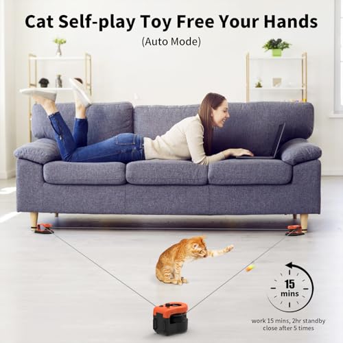 AsFrost Interactive Cat Toy for Indoor Cats Chase/Run/Hunt/Exercise-Orange - color: Bright Orange