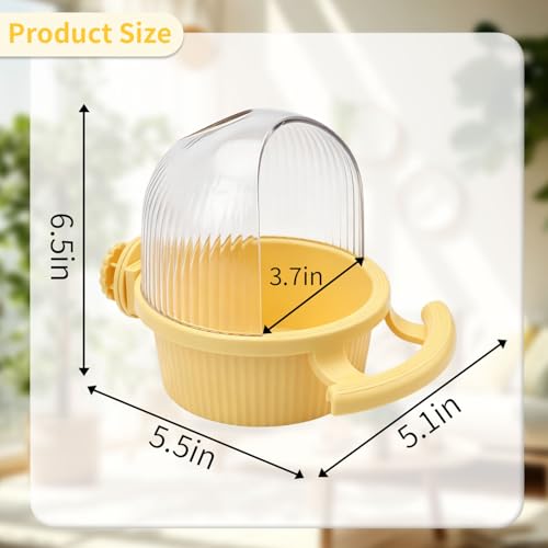 Litewoo No Mess Bird Feeder for Cage Parrot Seed Food Water Bowl (Yellow) - color: Yellow