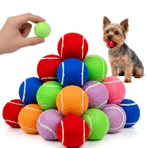 Squeaky Mini Tennis Balls for Small Dogs Puppy - 1.5 Inch - 6 Pack - Dog Toys for Small Dogs, Training Positive Reinforcement, Interactive Fetch Tiny Squeaker Balls for Ball Launcher - size: 1.5", style: 6 Pack