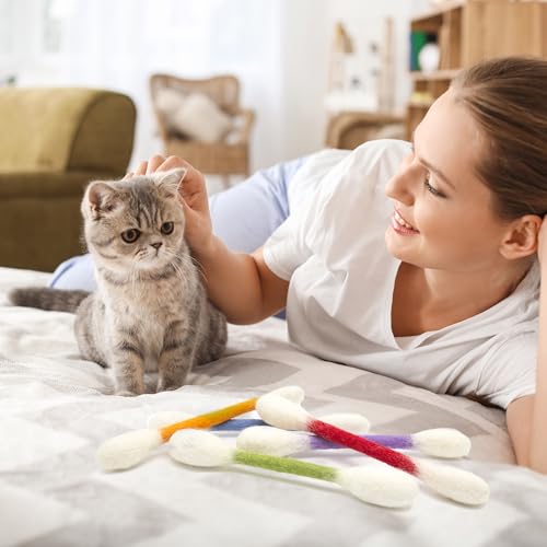 Glaciart One Swabs Cat Toys with Catnip - 12 Pk | Durable for Chew, Cute Cat Toys Interactive Kitty for Boredom, Exercise, & Play | Filled w/Organic Catnip for Anxiety & as Digestive Aid | Gift Idea - color: Colorful Swabs 12pcs, size: Regular