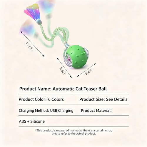 Interactive Cat Toys for Indoor Cats,3-Tails,Automatic Moving Kitten Toys - color: Green