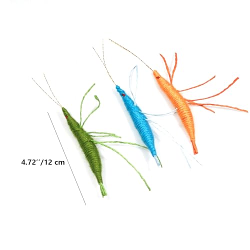 IUHKBH Interactive Cats Toy 3 PCS Shrimp Yarn Chew Toys with Natural Catnip