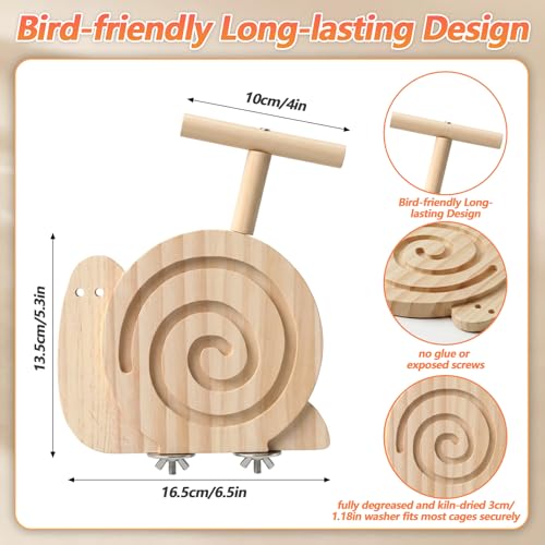 Bird Foraging Toys with Perch Snail Wood Bird Enrichment Toys for Slow Feed