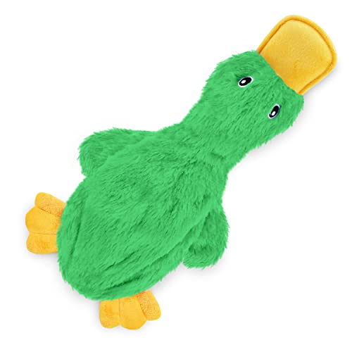 Best Pet Supplies Interactive Squeaky Dog Chew Toy, Ideal Dog Toys for Chewers, Small, Medium & Large Dogs, and Fetch Lovers - Crinkle Duck (White, Yellow & Green), Large - color: Crinkle Duck (White, Yellow & Green), size: Large