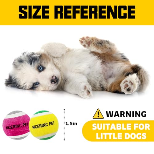 HOCTRAKA, NICERINC PET X-Small Dog Tennis Balls Dog Toys Ball 1.5" Pack of 12, Fit Ball Launchers - color: 3