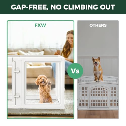 FXW AuraSpace Clear Acrylic Indoor Dog Playpen, 24" H, 16 Panels, White - color: White, size: 24"H