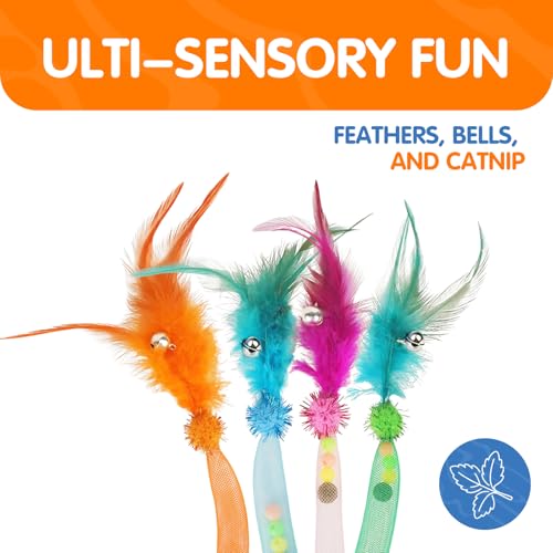 Cat Teaser Toys with Feathers and Bells, Flexible Tube 4-Pack - style: Snake shaped-4pcs