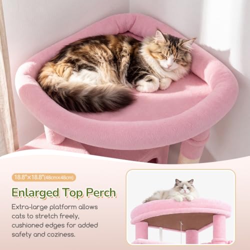 Globlazer 74in Pink Heavy Duty Cat Tree Tower for Indoor Large Cats, S74 - color: Pink