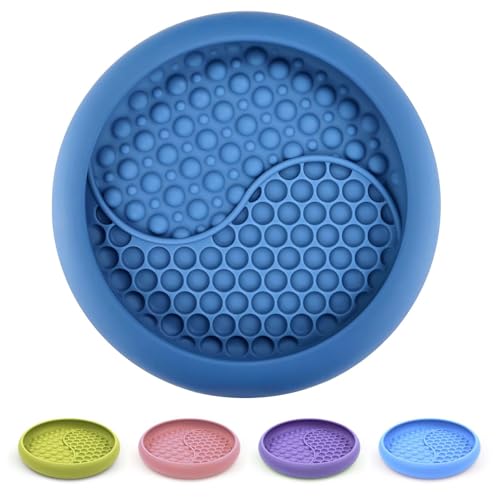 Dog Lick Bowl, Non-Slip Lick Mat Slow Feeder for Dogs & Cats - color: Dark Blue, size: Small
