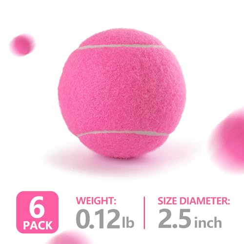 PHOEPET 6-Pack Tennis Balls for Beginner Training Practice- Bulk Dog Balls - color: Pink-6 Pack, size: Medium 2.5"- 6 Pack