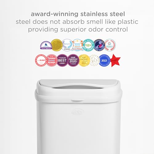 Ubbi Stainless Steel Venti Diaper Pail, No Special Bag, Odor-Locking, White - color: Venti White