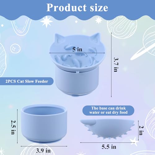 Silicone Cat Slow Feeder Mat & Bowl Set, 2 Non-Slip Slow Feed Bowls + 1 Large Licking Mat for Cats and Small Dogs, Interactive Pet Feeding Solution for Mealtime Enrichment and Digestion Aid