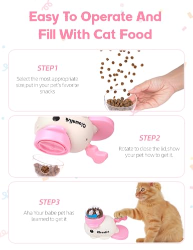 Dog Treat Dispenser Puzzle Toy, Intercative Slow Feeder Bowl for Cats and Dogs, Mental Stimulation Enrichment Toy, Indoor Pet Feeder with Silicone Mat to Keep Pets Busy, Multiple Colors (Pink) - color: pink
